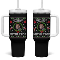 Funny Christmas Tumbler With Handle Kith Me Under The Mithletoe Tyson Ugly Xmas - Wonder Print Shop