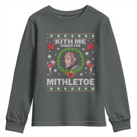 Funny Christmas Youth Sweatshirt Kith Me Under The Mithletoe Tyson Ugly Xmas - Wonder Print Shop