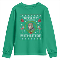 Funny Christmas Youth Sweatshirt Kith Me Under The Mithletoe Tyson Ugly Xmas - Wonder Print Shop