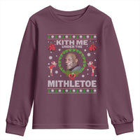 Funny Christmas Youth Sweatshirt Kith Me Under The Mithletoe Tyson Ugly Xmas - Wonder Print Shop