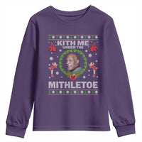 Funny Christmas Youth Sweatshirt Kith Me Under The Mithletoe Tyson Ugly Xmas - Wonder Print Shop