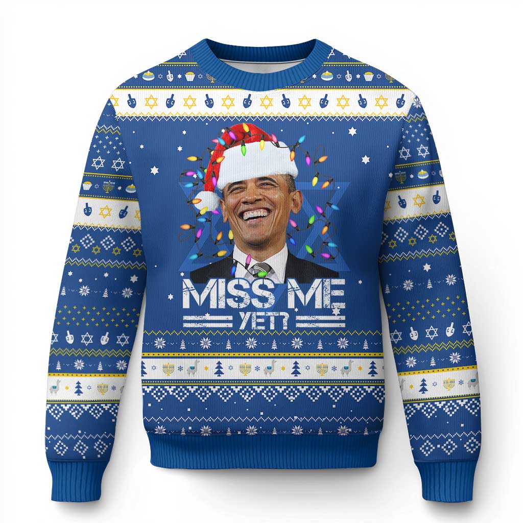 Funny Christmas Obama Hanukkah Ugly Sweater Funny Santa Xmas Light - Wonder Print Shop