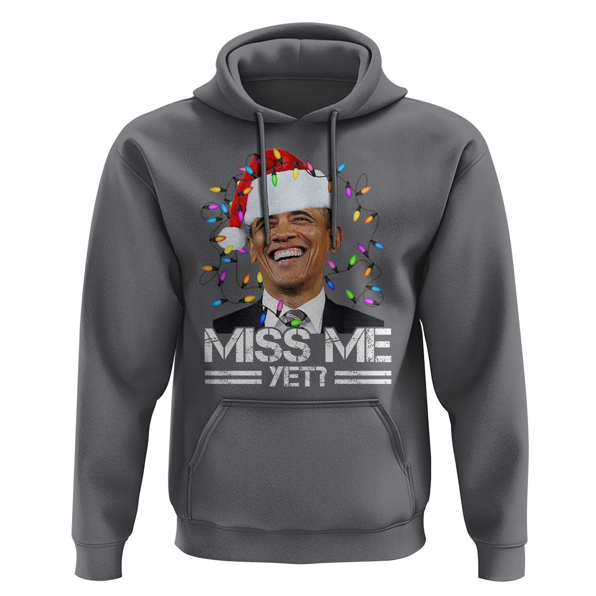 Funny Christmas Obama Hoodie Funny Santa Xmas Light - Wonder Print Shop