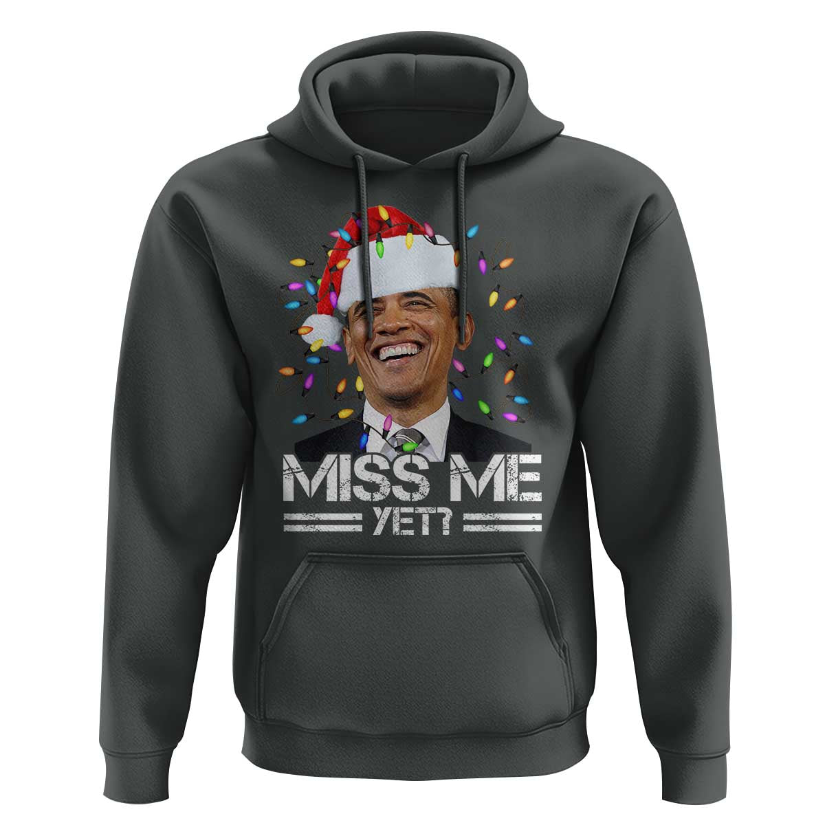 Funny Christmas Obama Hoodie Funny Santa Xmas Light - Wonder Print Shop
