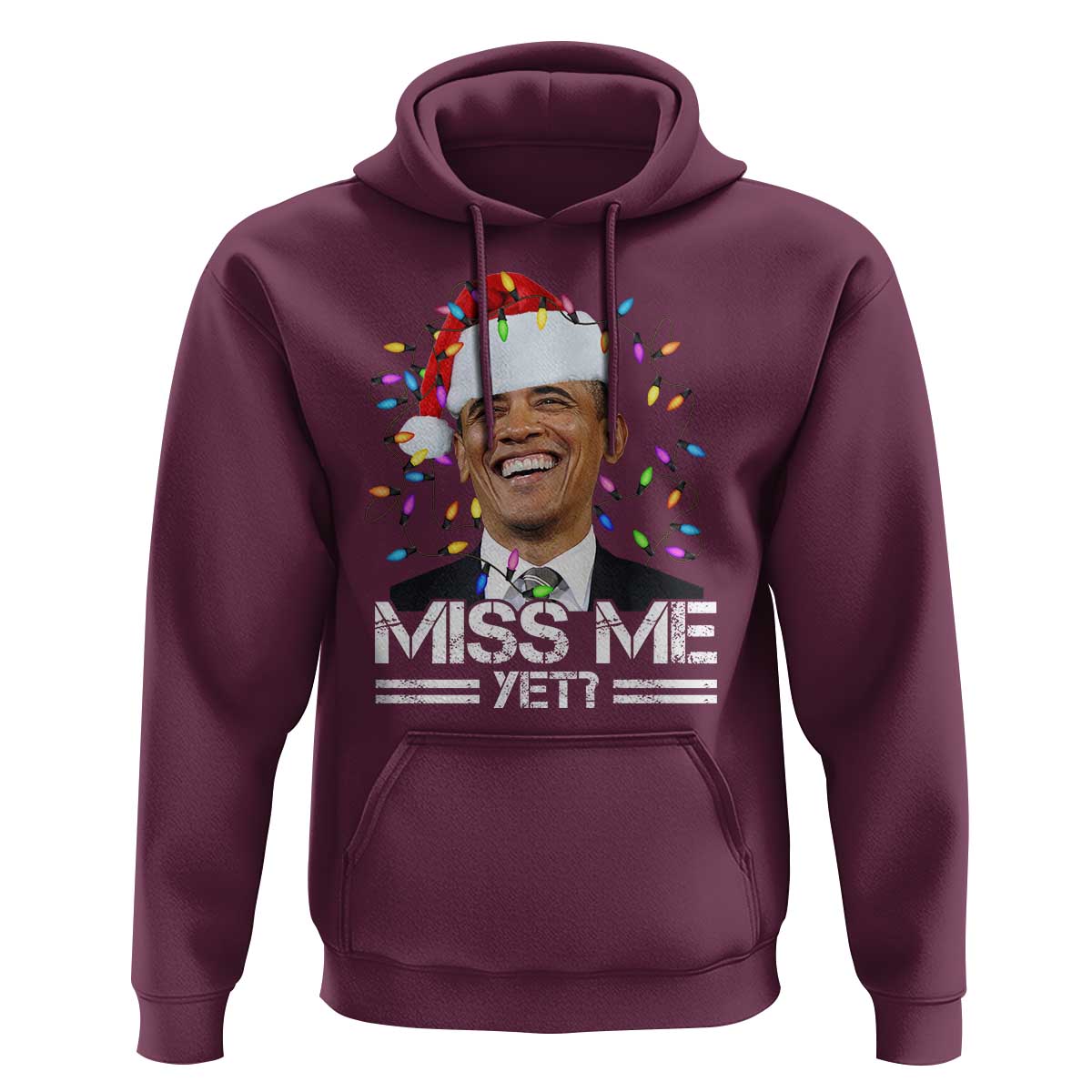 Funny Christmas Obama Hoodie Funny Santa Xmas Light - Wonder Print Shop