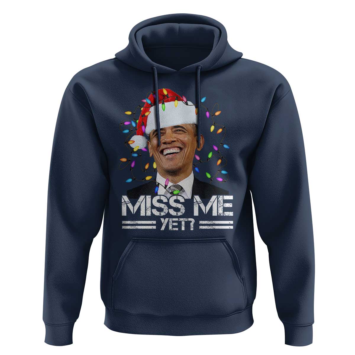 Funny Christmas Obama Hoodie Funny Santa Xmas Light - Wonder Print Shop