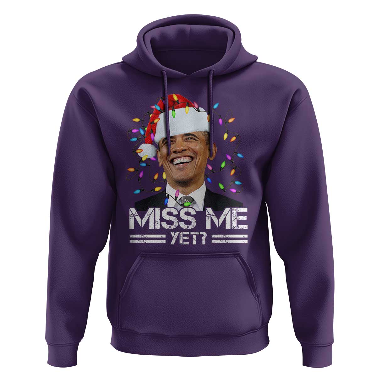 Funny Christmas Obama Hoodie Funny Santa Xmas Light - Wonder Print Shop