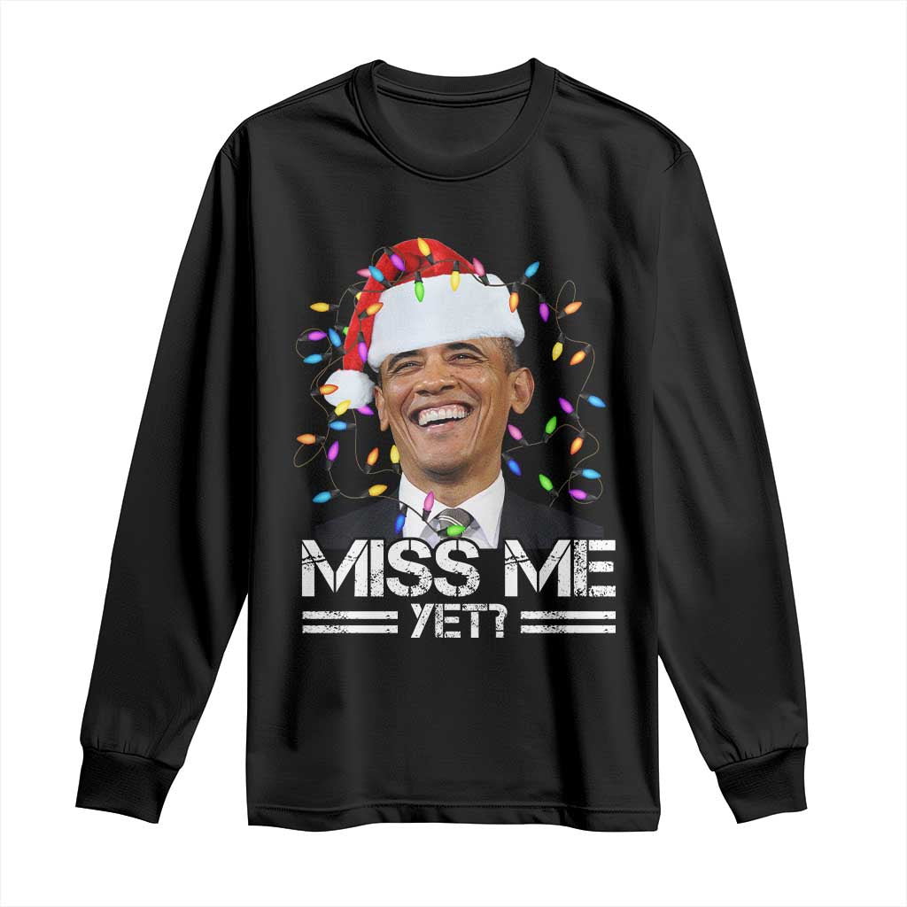 Funny Christmas Obama Long Sleeve Shirt Funny Santa Xmas Light - Wonder Print Shop