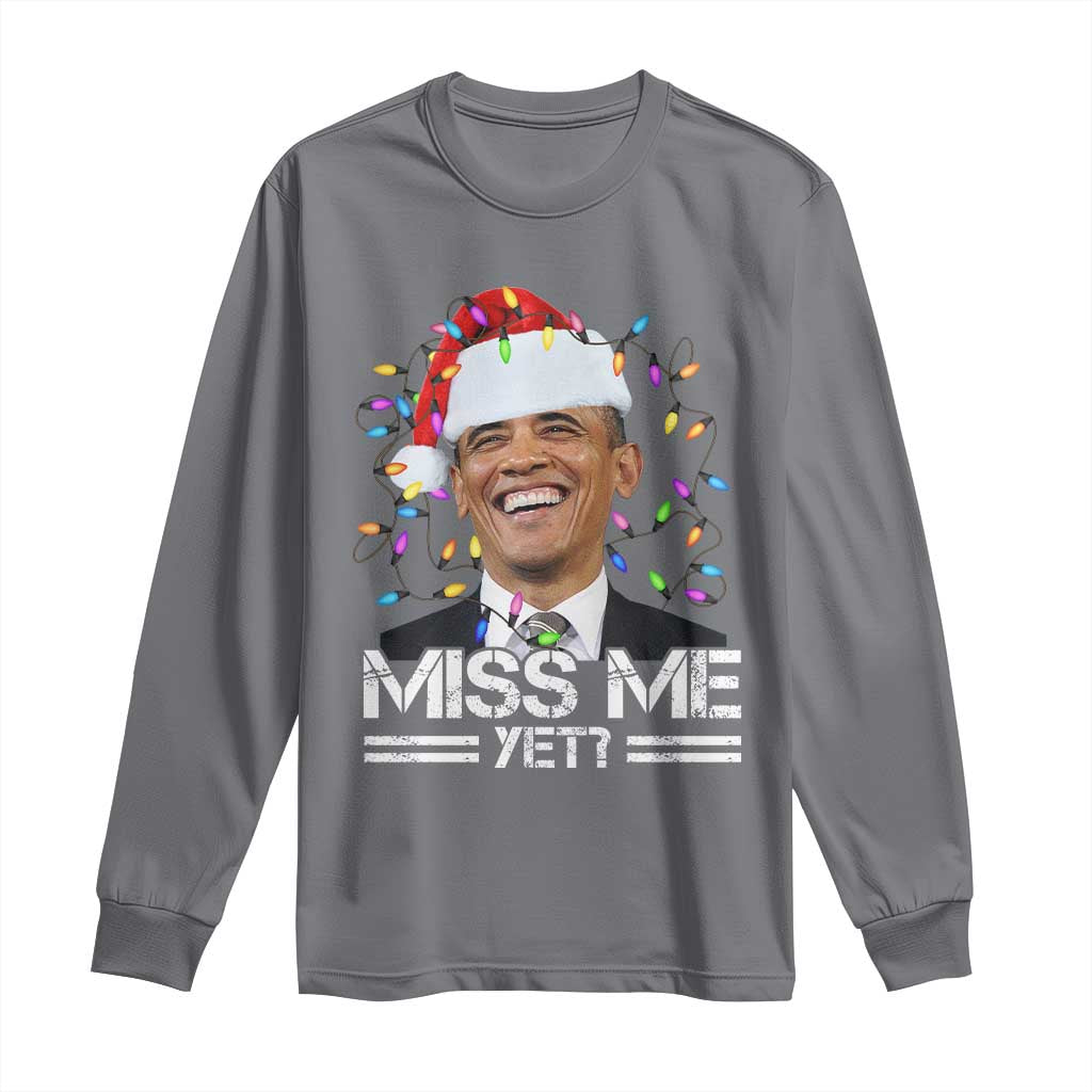Funny Christmas Obama Long Sleeve Shirt Funny Santa Xmas Light - Wonder Print Shop