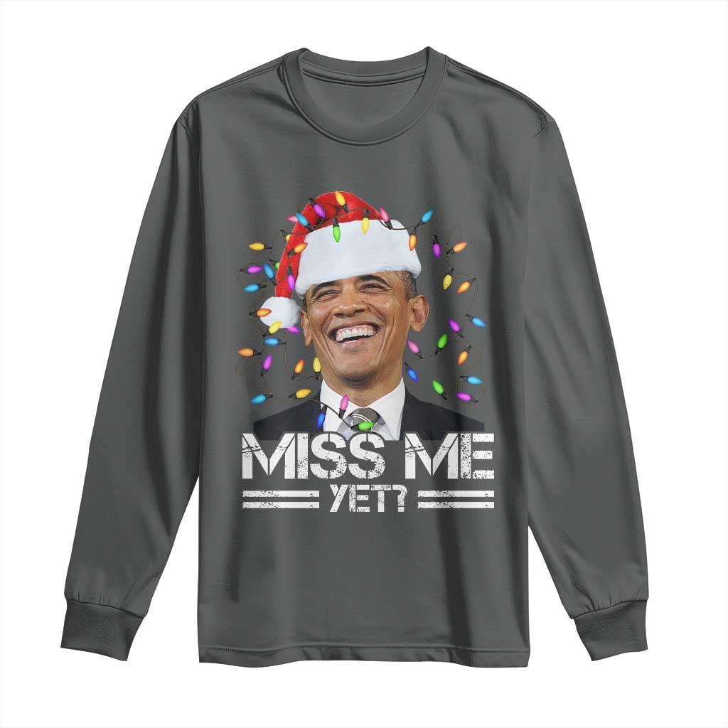 Funny Christmas Obama Long Sleeve Shirt Funny Santa Xmas Light - Wonder Print Shop