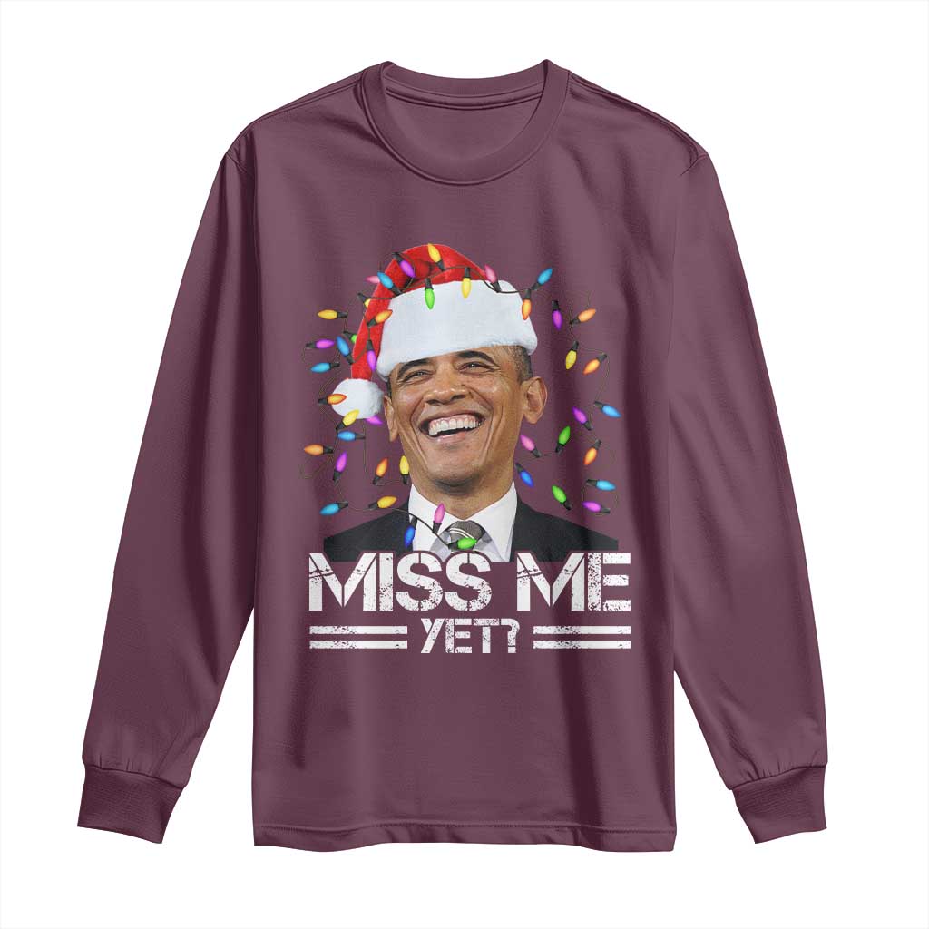 Funny Christmas Obama Long Sleeve Shirt Funny Santa Xmas Light - Wonder Print Shop