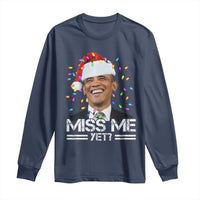 Funny Christmas Obama Long Sleeve Shirt Funny Santa Xmas Light - Wonder Print Shop