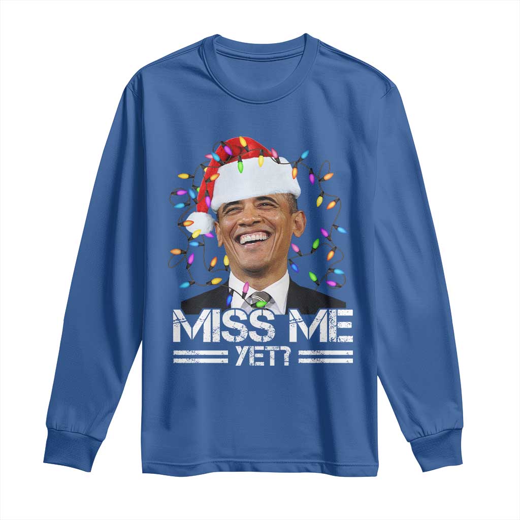 Funny Christmas Obama Long Sleeve Shirt Funny Santa Xmas Light - Wonder Print Shop