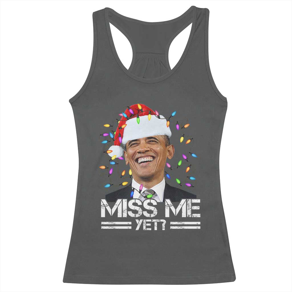 Funny Christmas Obama Racerback Tank Top Funny Santa Xmas Light - Wonder Print Shop