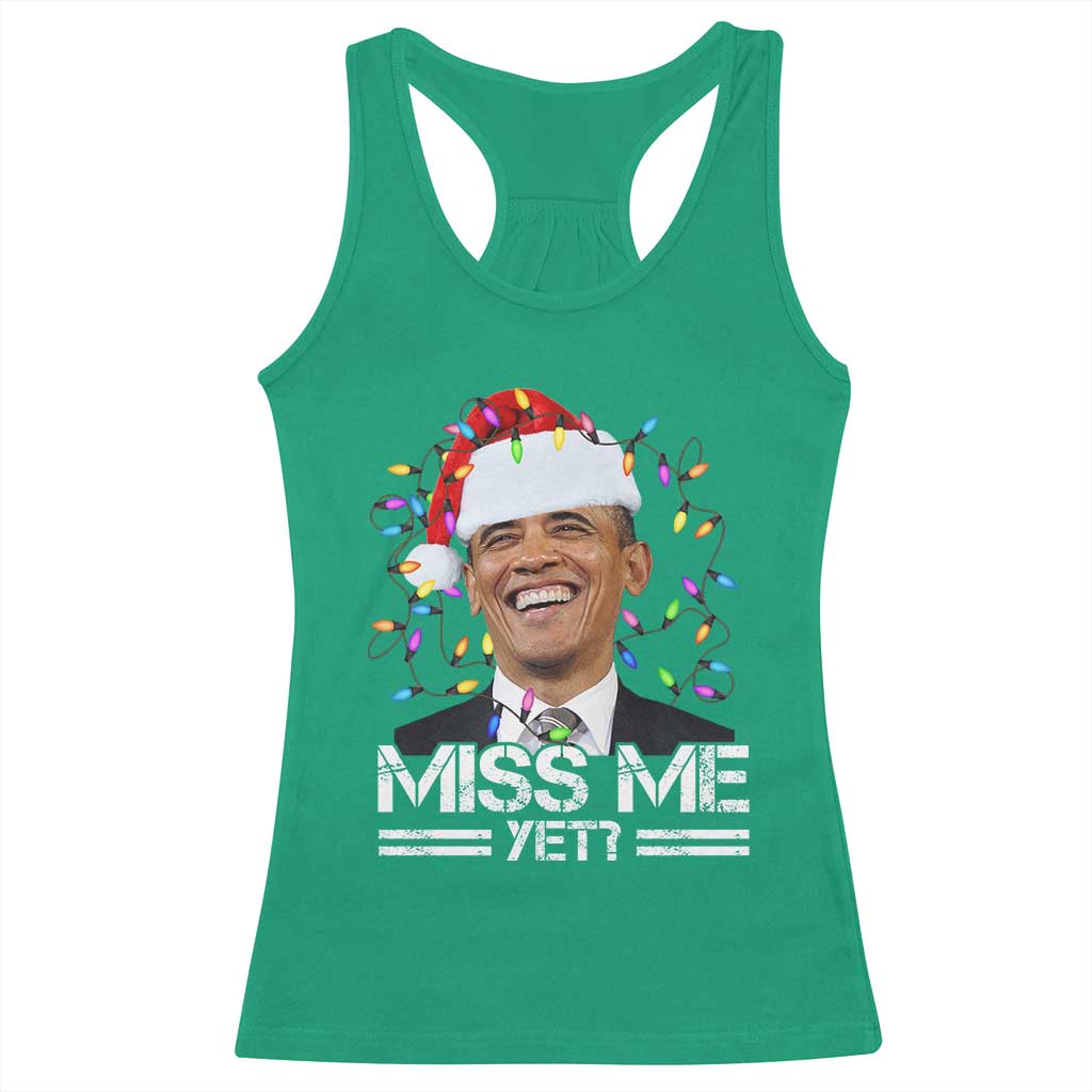 Funny Christmas Obama Racerback Tank Top Funny Santa Xmas Light - Wonder Print Shop
