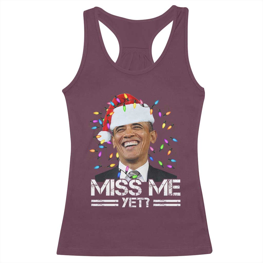 Funny Christmas Obama Racerback Tank Top Funny Santa Xmas Light - Wonder Print Shop