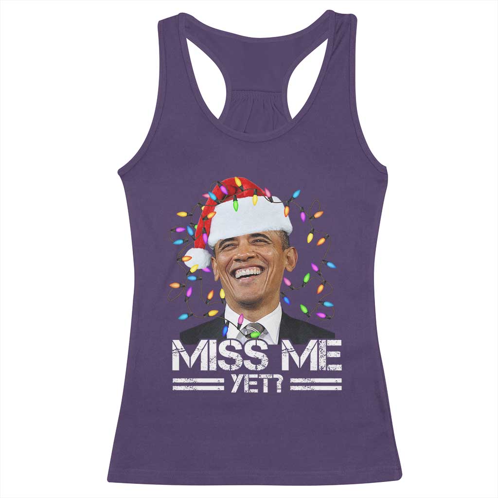 Funny Christmas Obama Racerback Tank Top Funny Santa Xmas Light - Wonder Print Shop