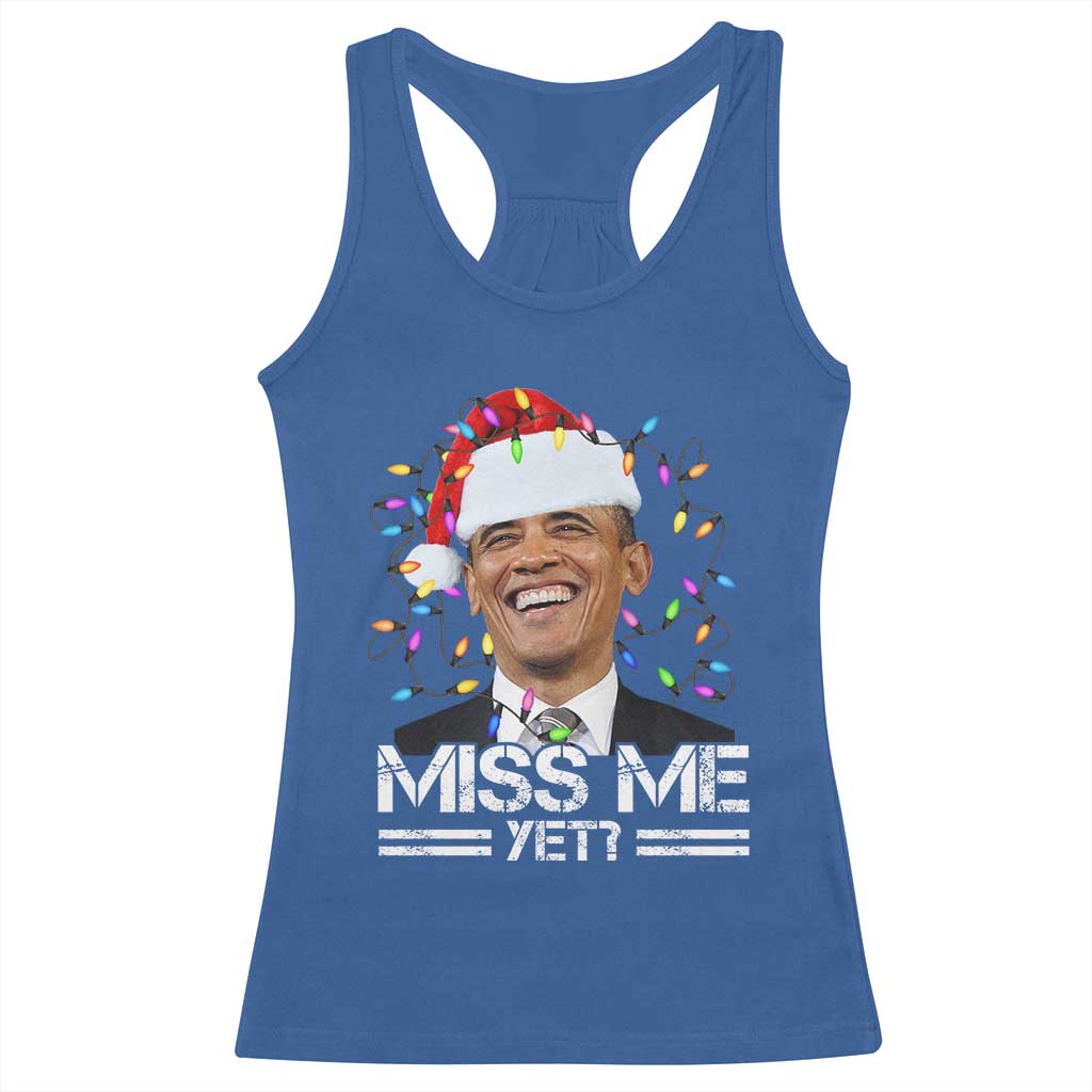 Funny Christmas Obama Racerback Tank Top Funny Santa Xmas Light - Wonder Print Shop