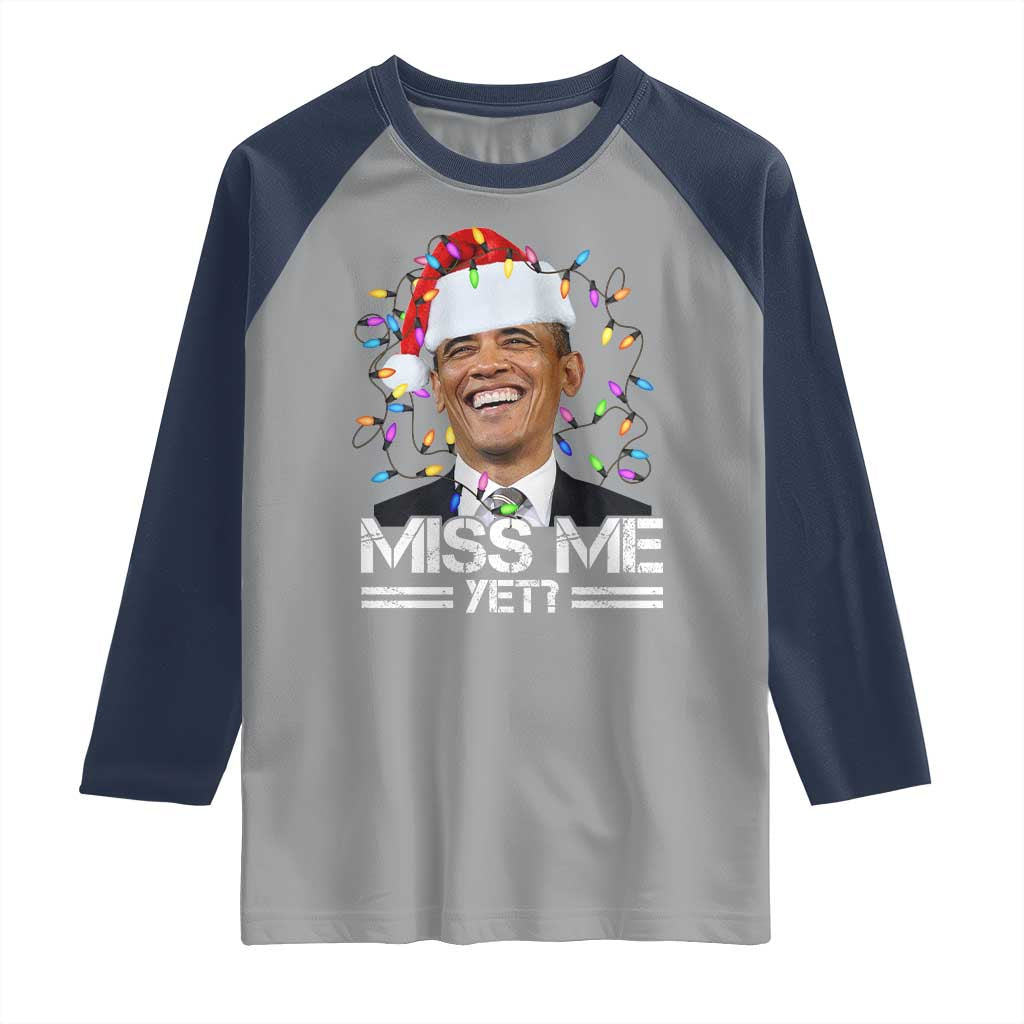 Funny Christmas Obama Raglan Shirt Funny Santa Xmas Light - Wonder Print Shop