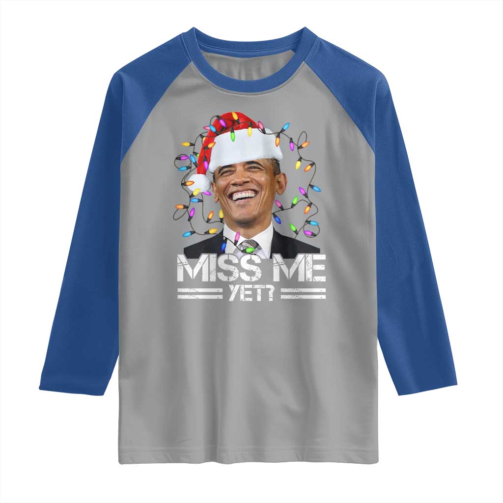Funny Christmas Obama Raglan Shirt Funny Santa Xmas Light - Wonder Print Shop