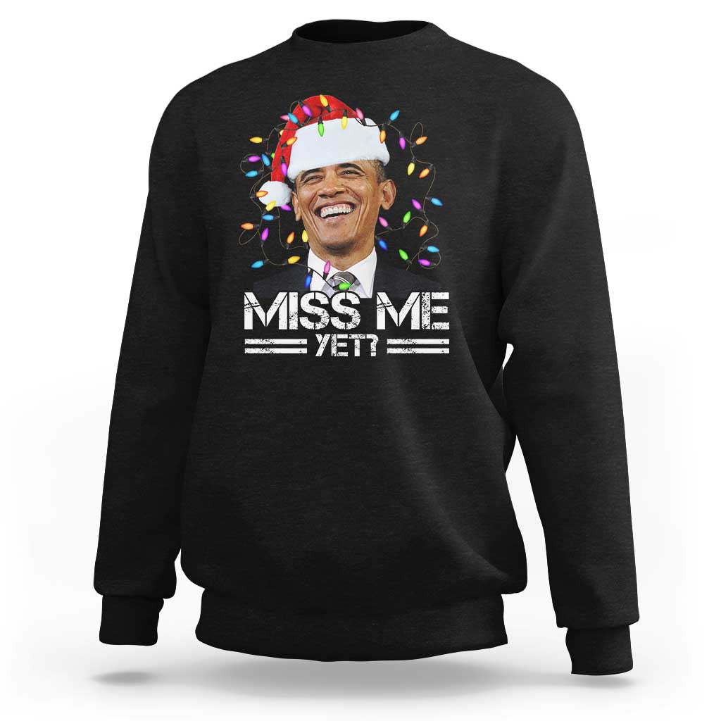 Funny Christmas Obama Sweatshirt Funny Santa Xmas Light - Wonder Print Shop