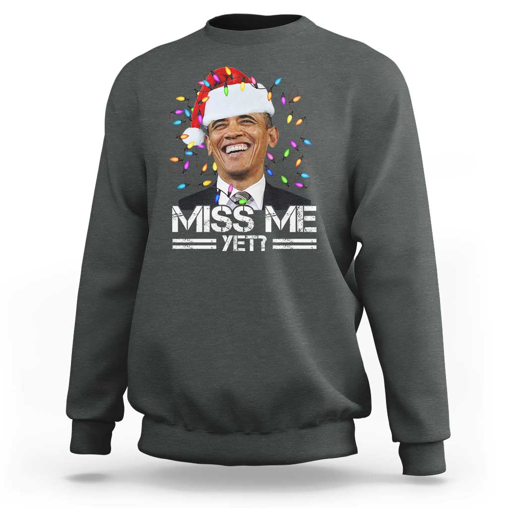 Funny Christmas Obama Sweatshirt Funny Santa Xmas Light - Wonder Print Shop