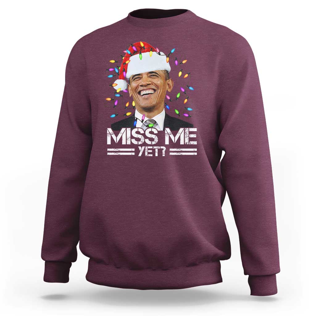Funny Christmas Obama Sweatshirt Funny Santa Xmas Light - Wonder Print Shop