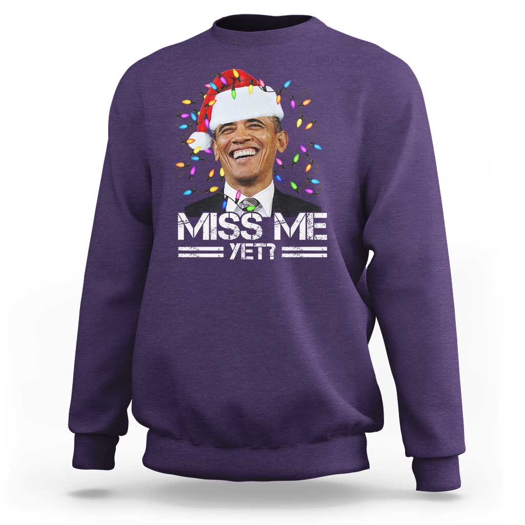 Funny Christmas Obama Sweatshirt Funny Santa Xmas Light - Wonder Print Shop