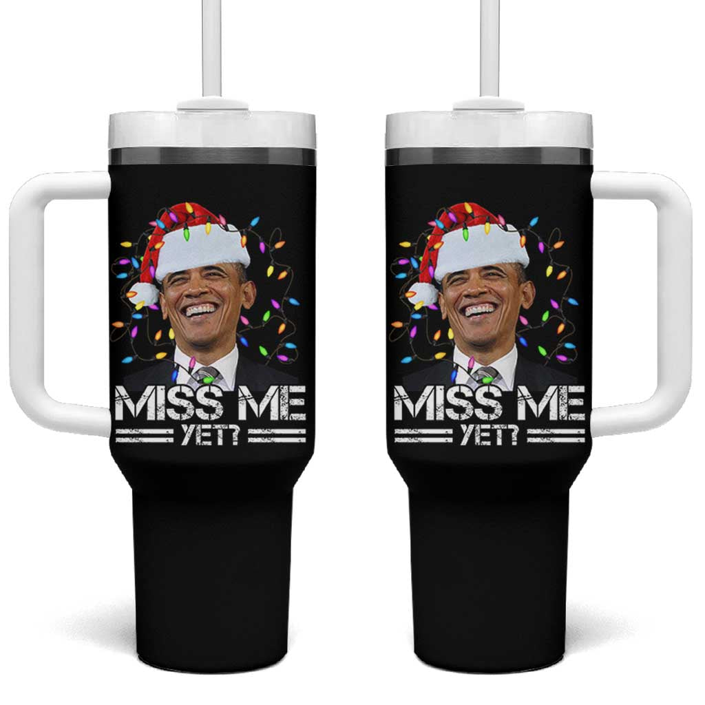 Funny Christmas Obama Tumbler With Handle Funny Santa Xmas Light - Wonder Print Shop
