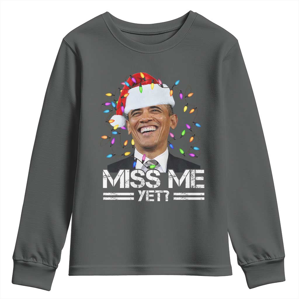 Funny Christmas Obama Youth Sweatshirt Funny Santa Xmas Light - Wonder Print Shop