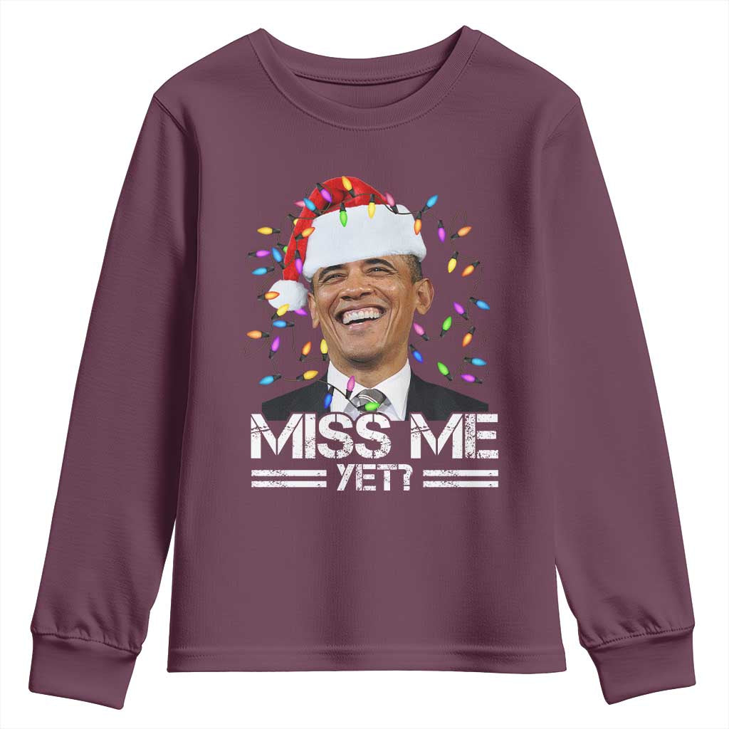 Funny Christmas Obama Youth Sweatshirt Funny Santa Xmas Light - Wonder Print Shop