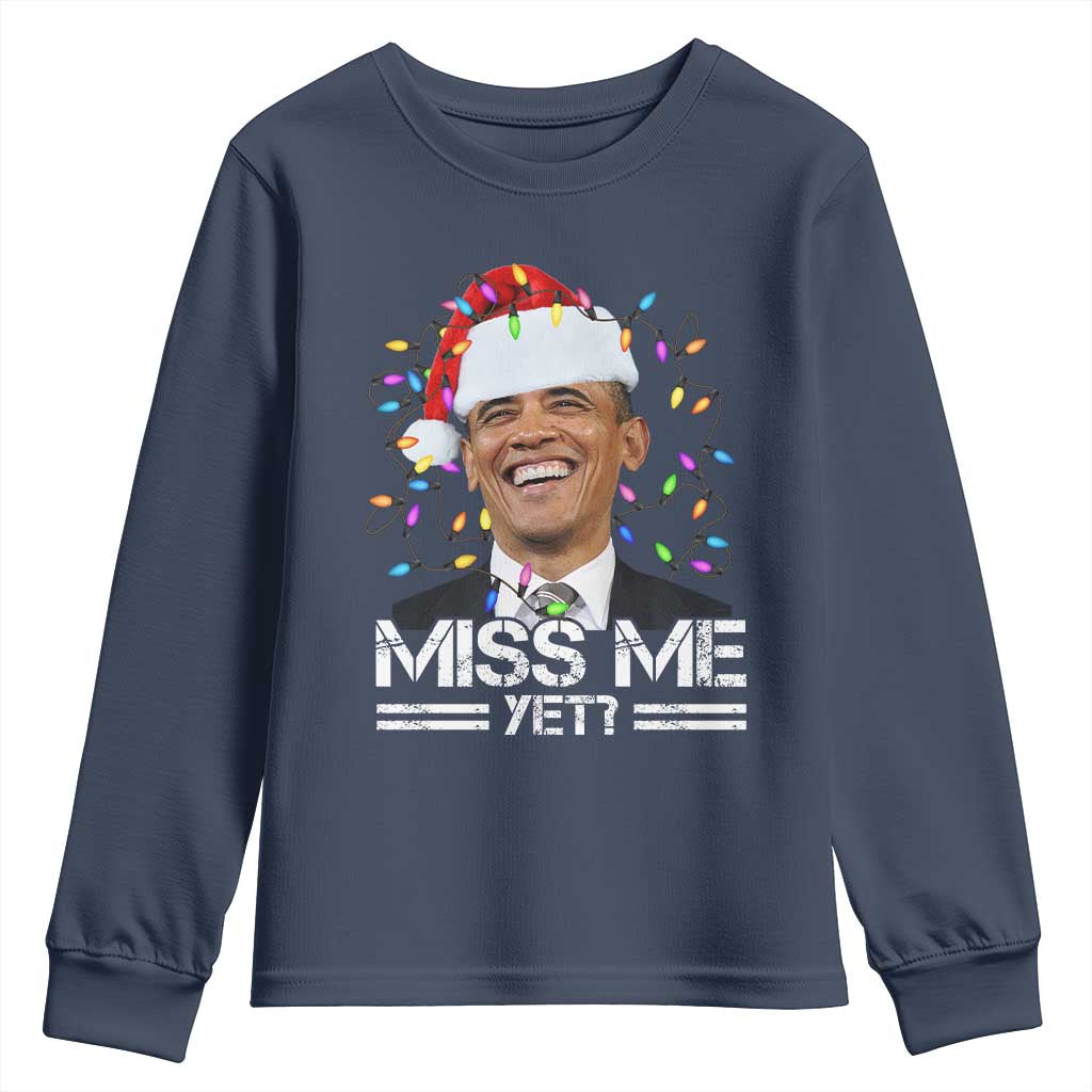 Funny Christmas Obama Youth Sweatshirt Funny Santa Xmas Light - Wonder Print Shop
