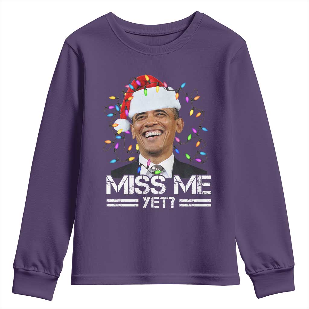 Funny Christmas Obama Youth Sweatshirt Funny Santa Xmas Light - Wonder Print Shop