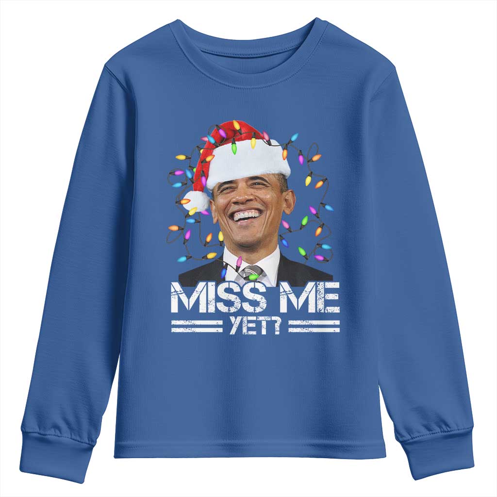 Funny Christmas Obama Youth Sweatshirt Funny Santa Xmas Light - Wonder Print Shop