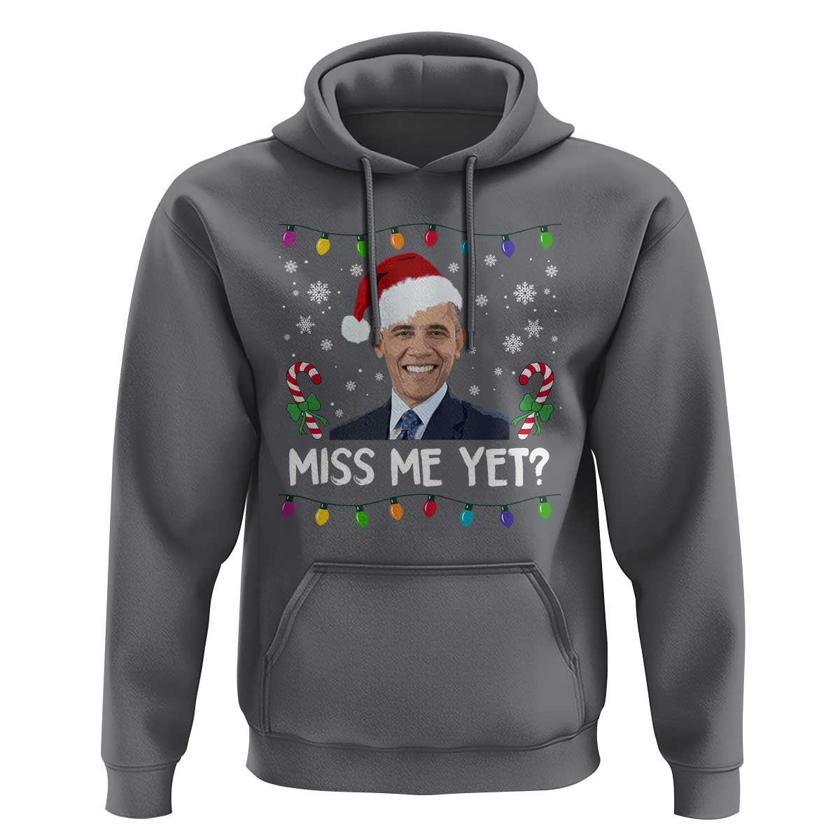 Funny Obama Ugly Xmas Hoodie Funny Santa Xmas Light - Wonder Print Shop