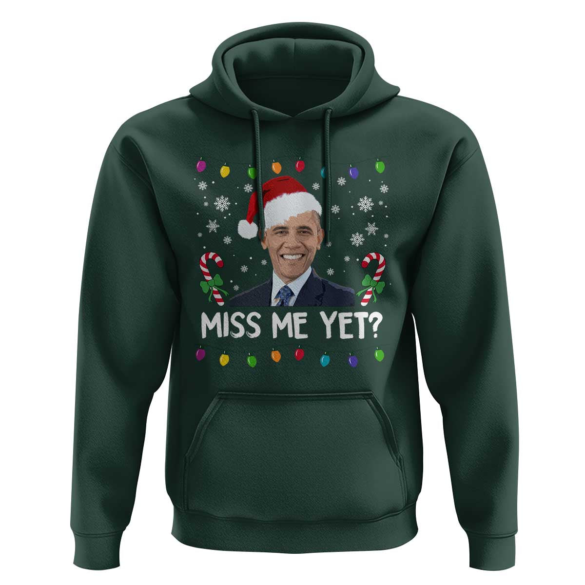 Funny Obama Ugly Xmas Hoodie Funny Santa Xmas Light - Wonder Print Shop
