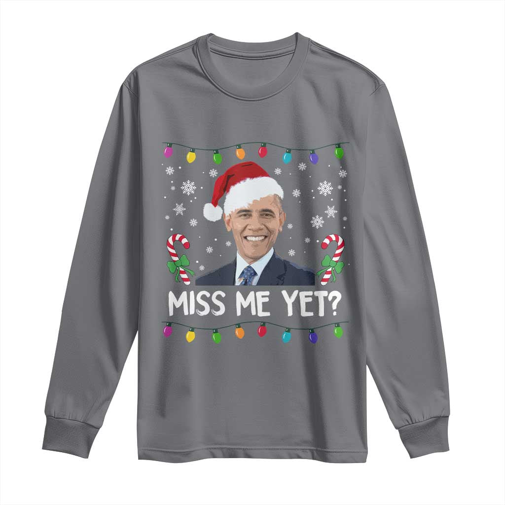 Funny Obama Ugly Xmas Long Sleeve Shirt Funny Santa Xmas Light - Wonder Print Shop