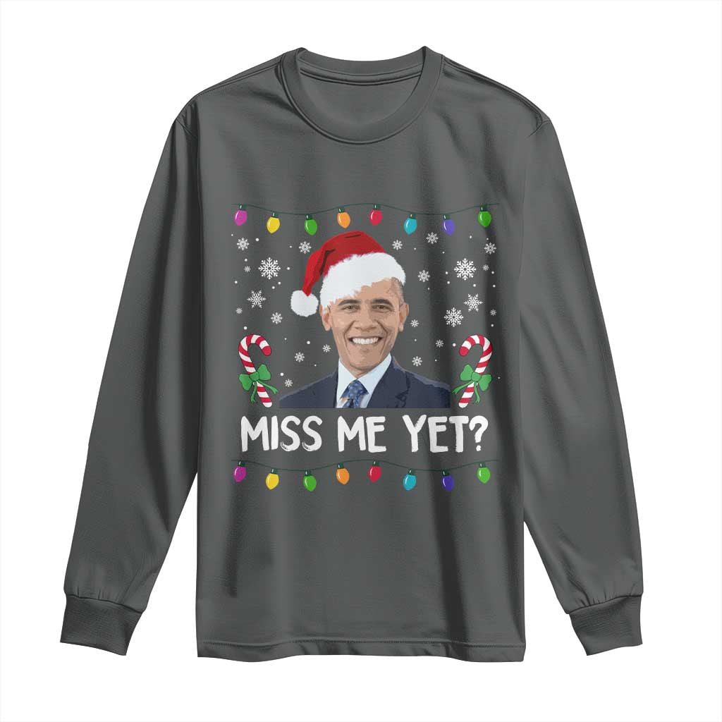 Funny Obama Ugly Xmas Long Sleeve Shirt Funny Santa Xmas Light - Wonder Print Shop