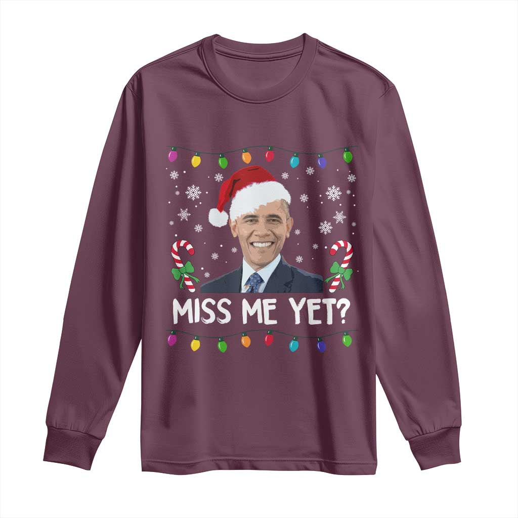 Funny Obama Ugly Xmas Long Sleeve Shirt Funny Santa Xmas Light - Wonder Print Shop