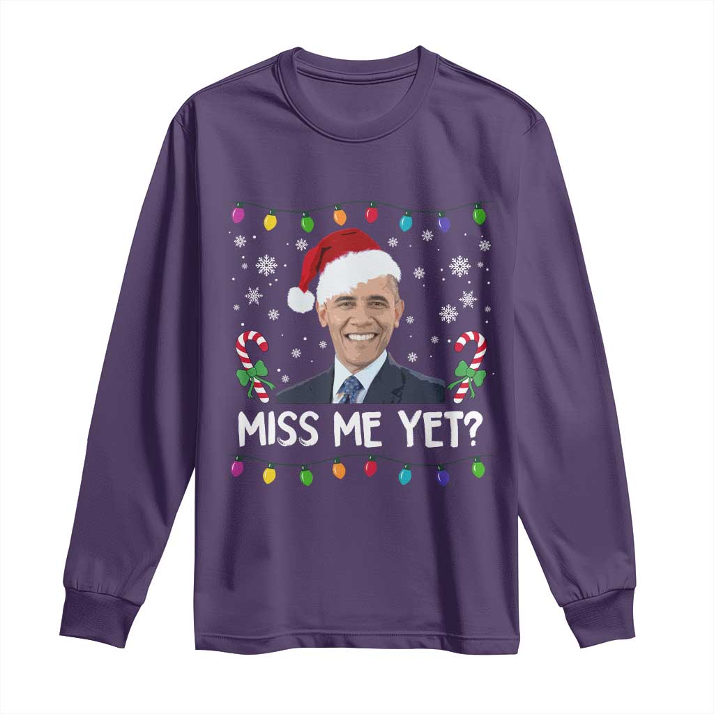 Funny Obama Ugly Xmas Long Sleeve Shirt Funny Santa Xmas Light - Wonder Print Shop