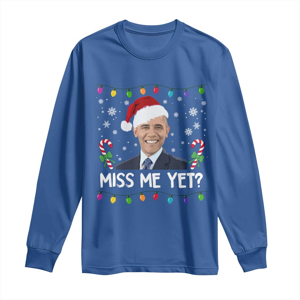 Funny Obama Ugly Xmas Long Sleeve Shirt Funny Santa Xmas Light - Wonder Print Shop