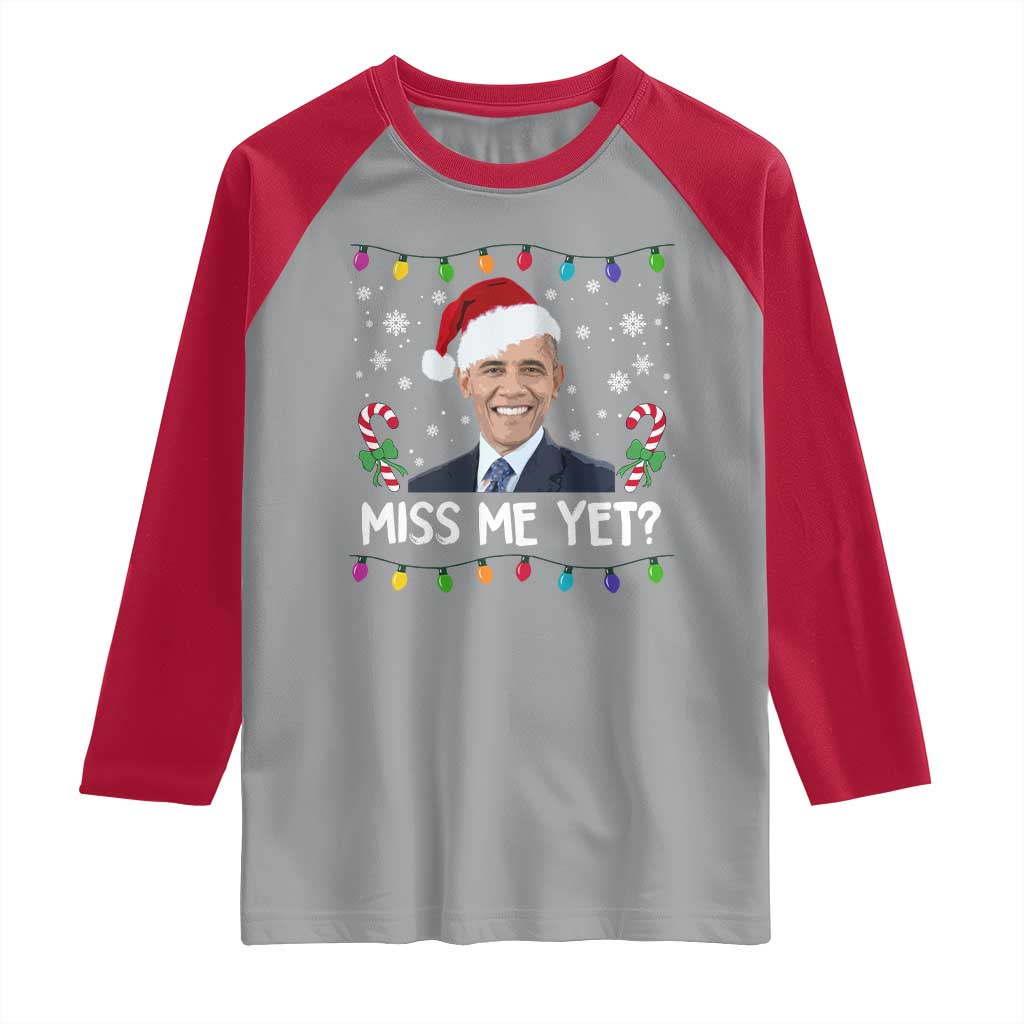 Funny Obama Ugly Xmas Raglan Shirt Funny Santa Xmas Light - Wonder Print Shop