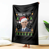Funny Obama Ugly Xmas Throw Blanket Miss Me Yet Pajamas Ugly - Wonder Print Shop