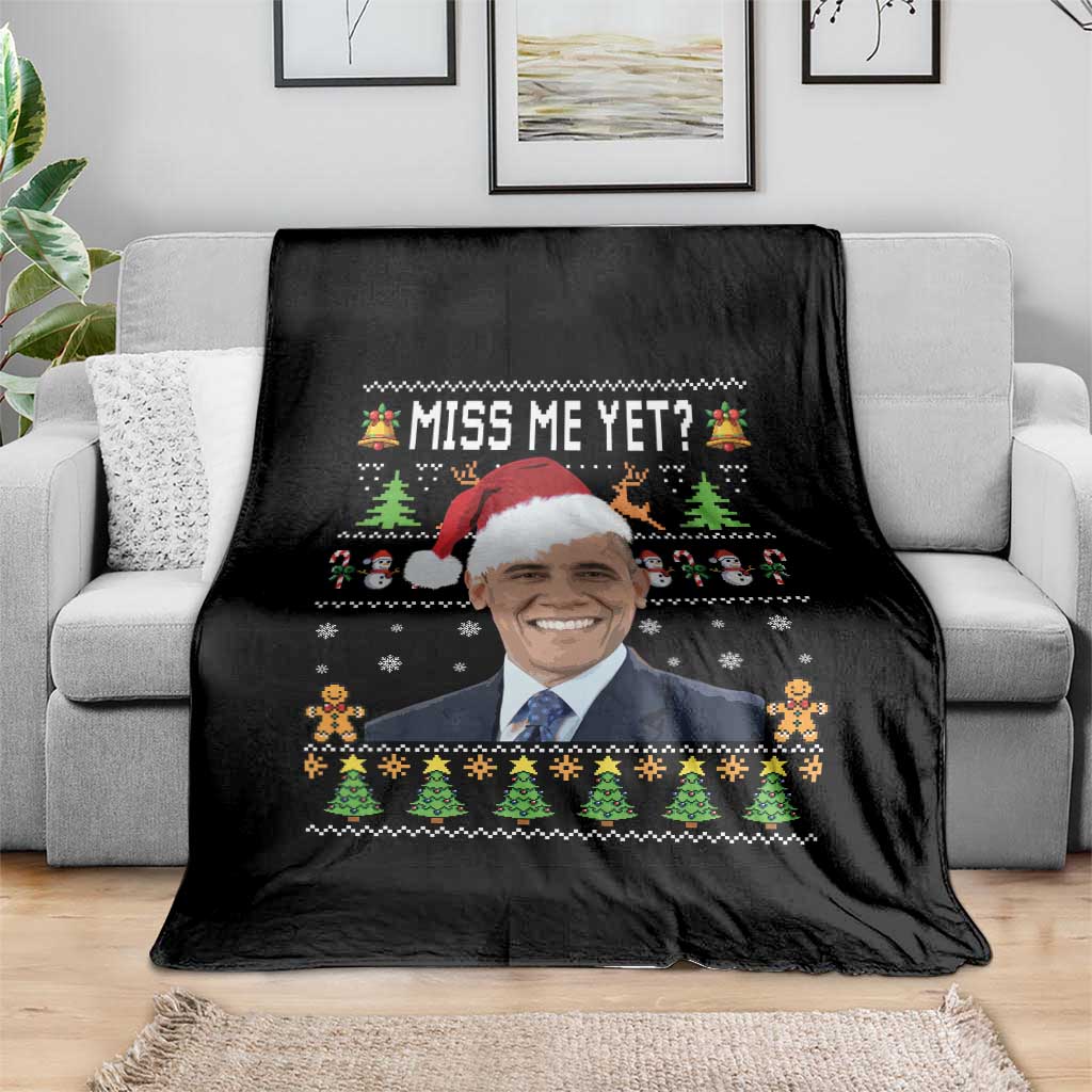 Funny Obama Ugly Xmas Throw Blanket Miss Me Yet Pajamas Ugly - Wonder Print Shop