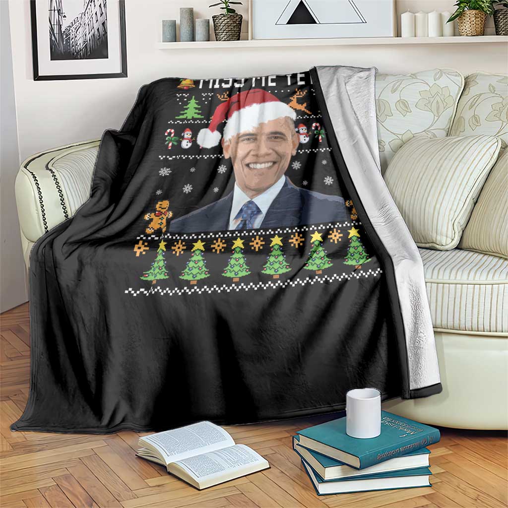 Funny Obama Ugly Xmas Throw Blanket Miss Me Yet Pajamas Ugly - Wonder Print Shop