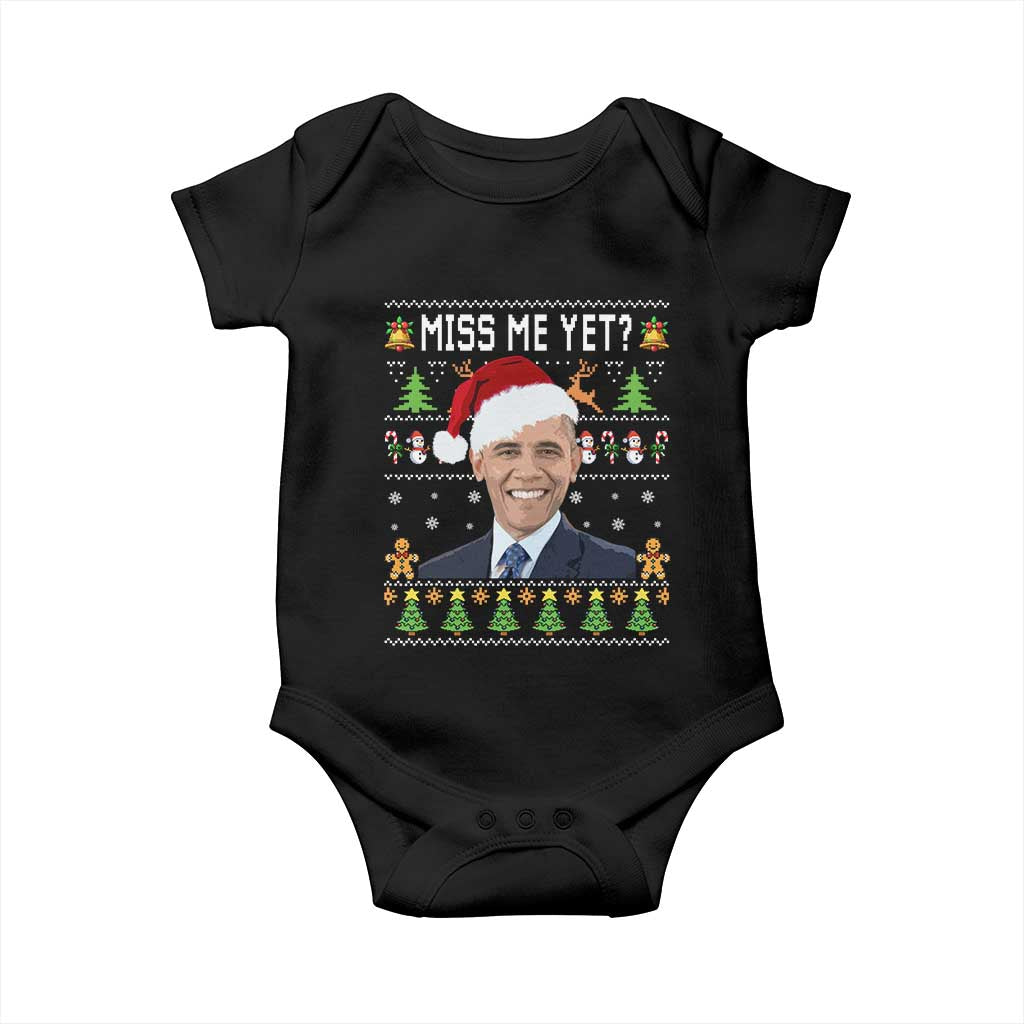 Funny Obama Ugly Xmas Baby Onesie Miss Me Yet Pajamas Ugly - Wonder Print Shop