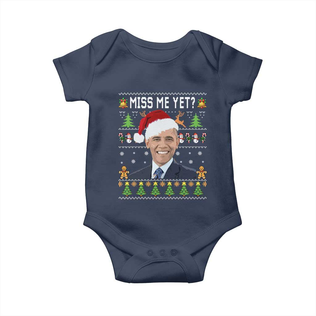 Funny Obama Ugly Xmas Baby Onesie Miss Me Yet Pajamas Ugly - Wonder Print Shop