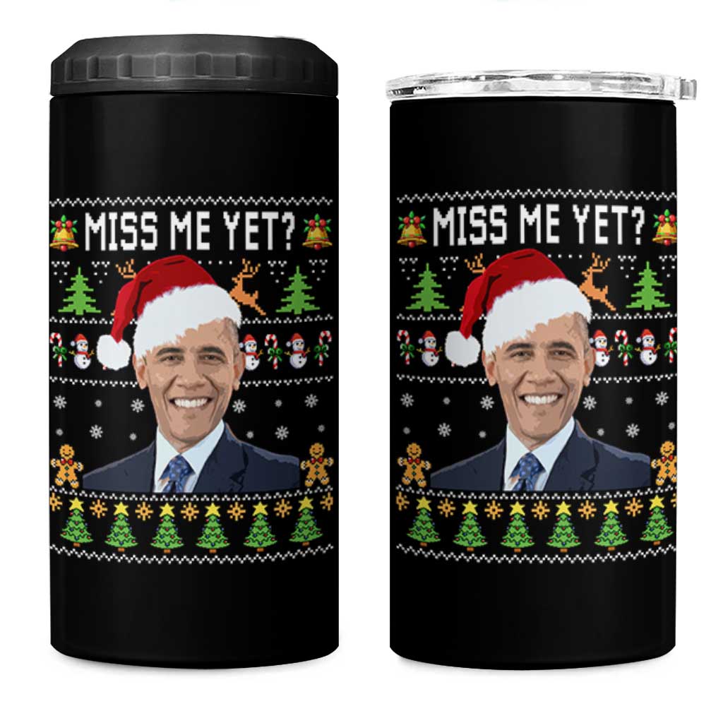 Funny Obama Ugly Xmas 4 in 1 Can Cooler Tumbler Miss Me Yet Pajamas Ugly - Wonder Print Shop