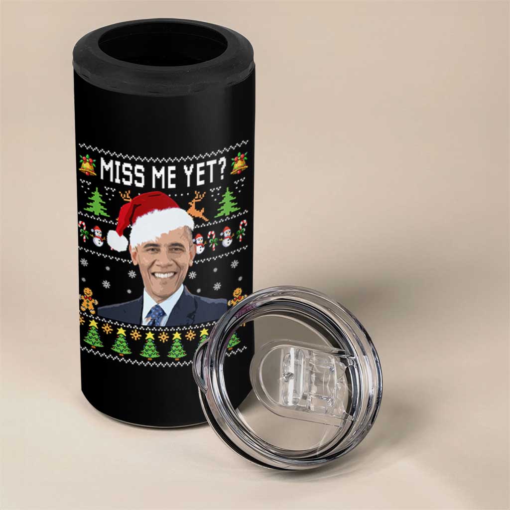 Funny Obama Ugly Xmas 4 in 1 Can Cooler Tumbler Miss Me Yet Pajamas Ugly - Wonder Print Shop