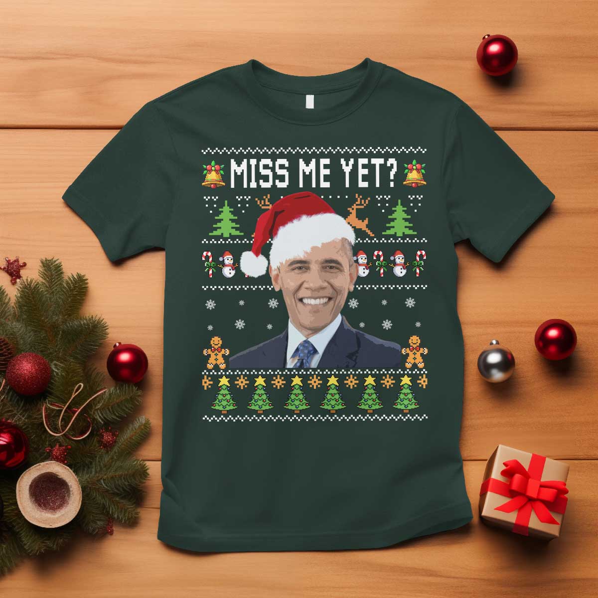 Funny Obama Ugly Xmas T Shirt Miss Me Yet Pajamas Ugly - Wonder Print Shop